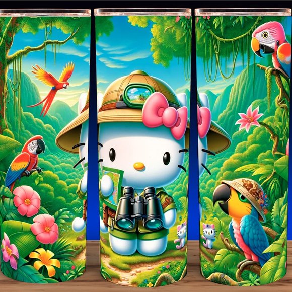 Hello Kitty Tropical Safari Explorer Cup Mug Tumbler 20oz - Picture 1 of 3